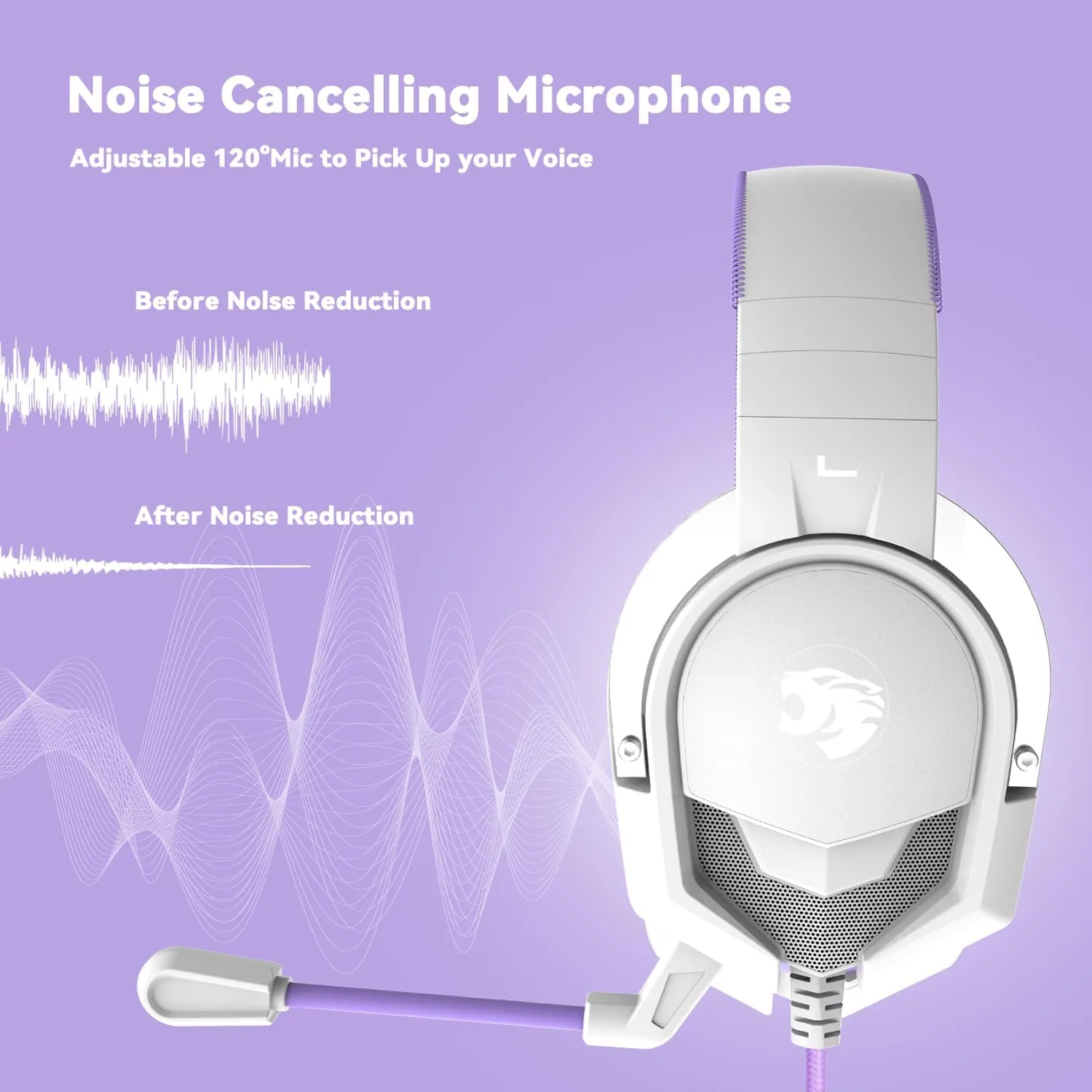 A88 Gaming Headset with Microphone, Stereo Wired Noise Cancelling Over-Ear Headphones with Mic for Pc, Ps5, Xbox One Series X/s, Ps4, Computer, Laptop, Mac, Nintendo, Gamer (Purple)