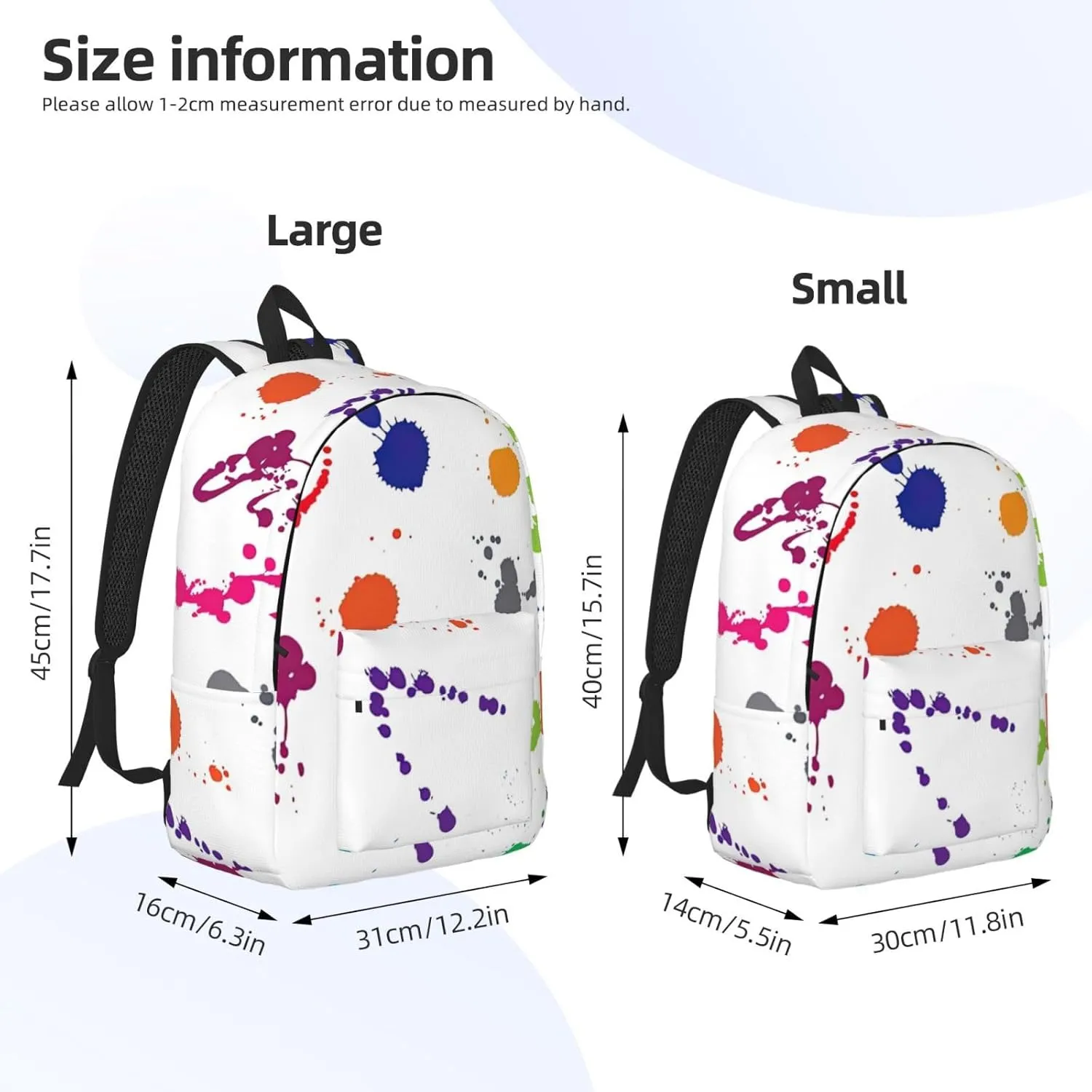 Abstract Paint Splashes Canvas Casual Lightweight Duffel Bag, Fashion Duffel Bag, Casual Daypack, Unisex Travel Backpack