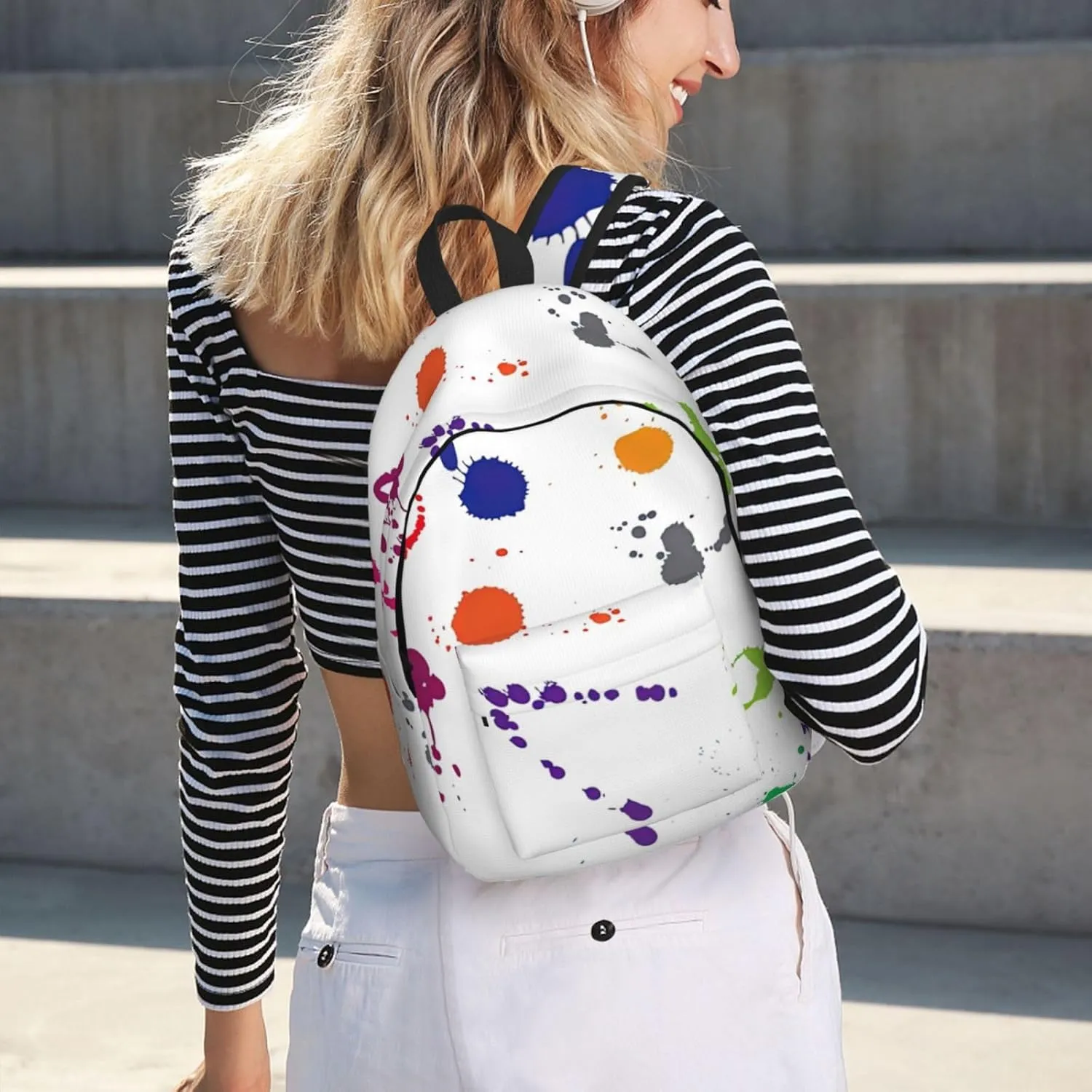 Abstract Paint Splashes Canvas Casual Lightweight Duffel Bag, Fashion Duffel Bag, Casual Daypack, Unisex Travel Backpack