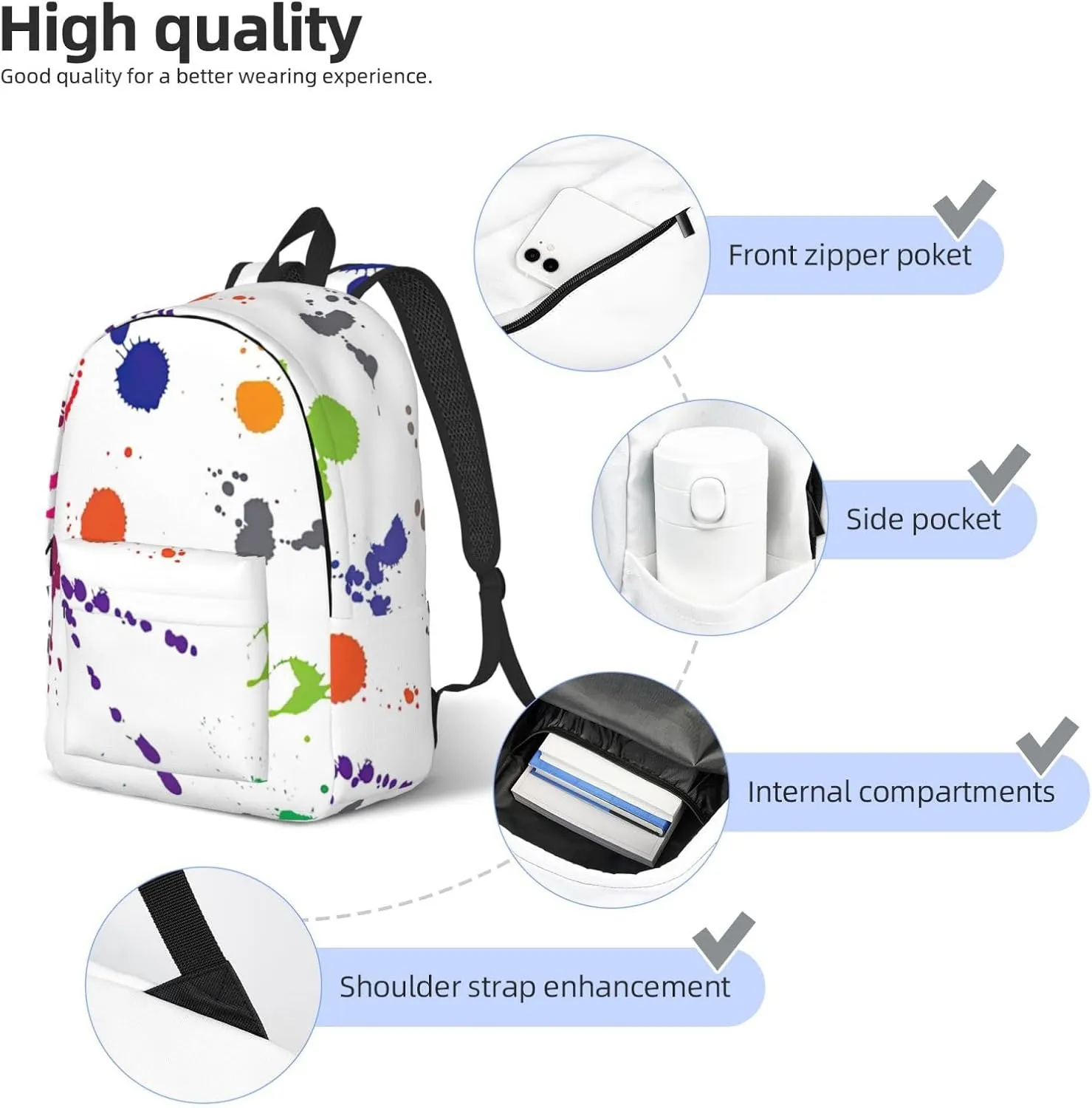 Abstract Paint Splashes Canvas Casual Lightweight Duffel Bag, Fashion Duffel Bag, Casual Daypack, Unisex Travel Backpack
