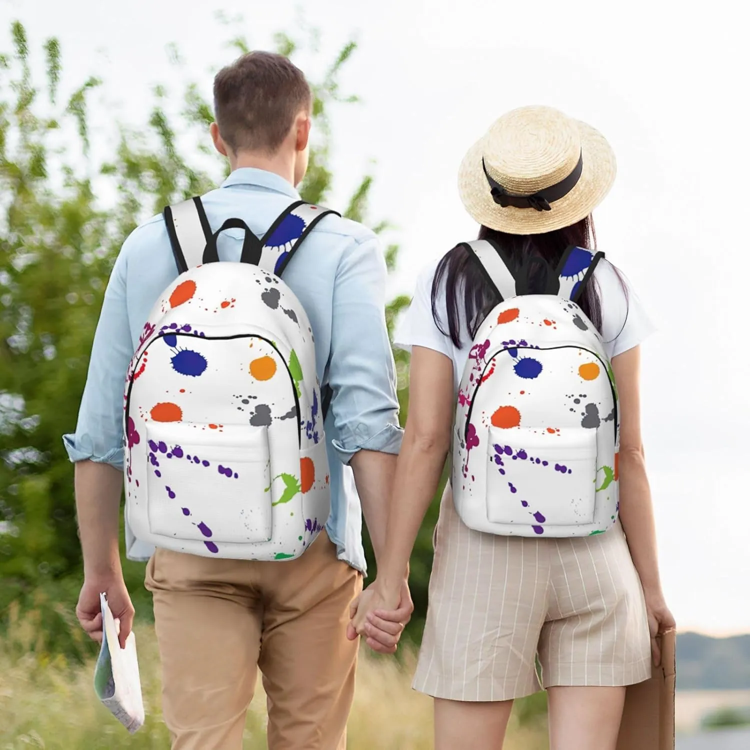 Abstract Paint Splashes Canvas Casual Lightweight Duffel Bag, Fashion Duffel Bag, Casual Daypack, Unisex Travel Backpack