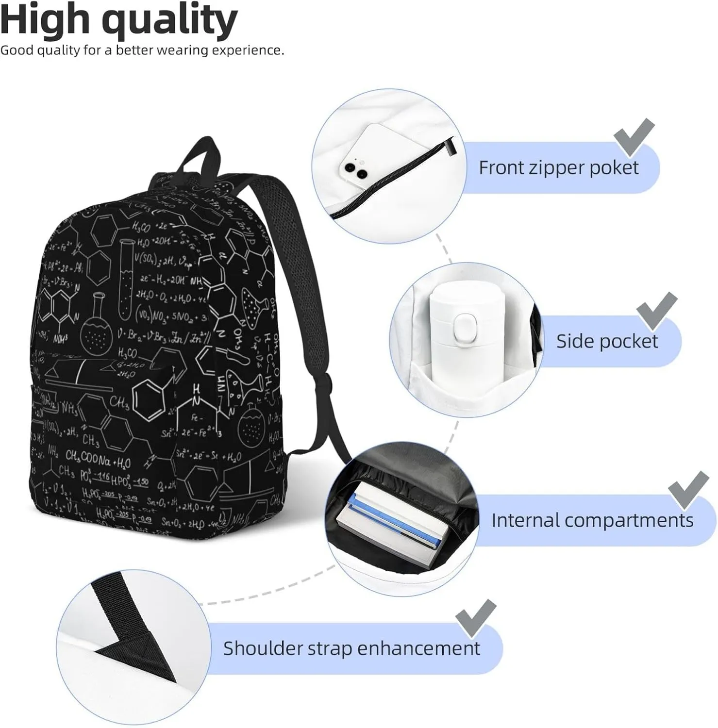 Abstract Science Chemistry Canvas Casual Lightweight Duffel Bag, Fashion Duffel Bag, Casual Daypack, Unisex Travel Backpack