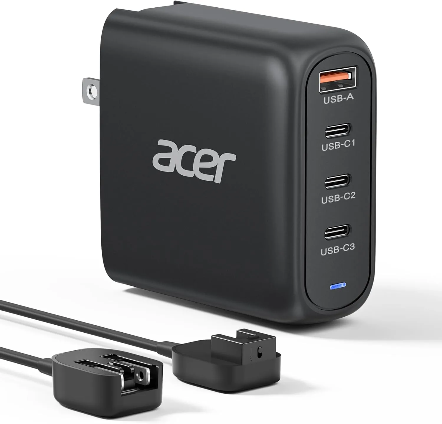 Acer 100W USB C Charger Block, 4-Port Fast GaN Ⅱ Desktop Charger with Power Extension Cable, Compatible with MacBook Pro/Air, iPhone 16 Series, Galaxy S24, iPad Pro, Acer Laptop, Nitro 5, etc
