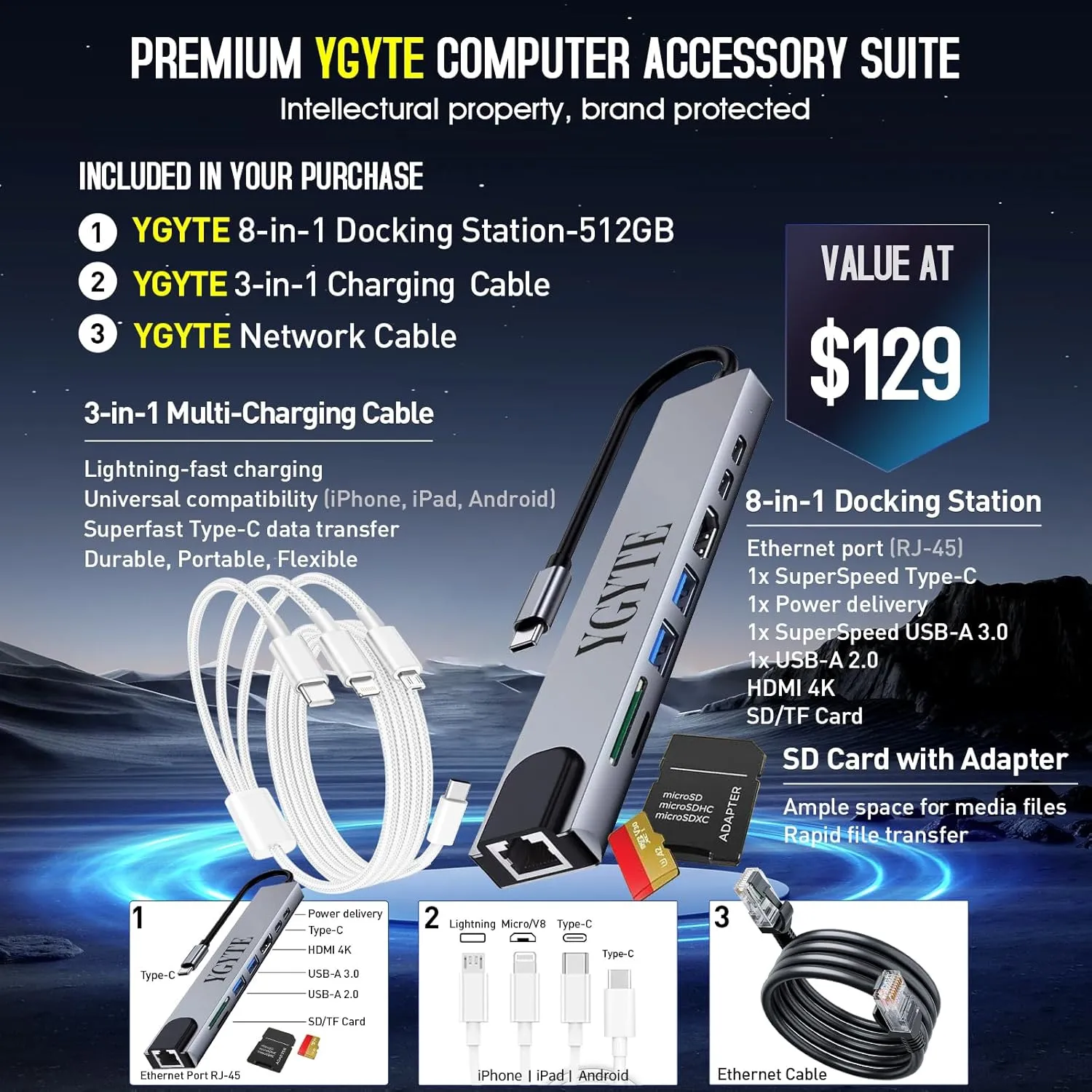 acer Aspire 3 15.6 Laptop Computer, 15 Inch FHD College Students Business Laptop PC, AMD Ryzen 7, 32GB RAM 1TB SSD 512GB Docking Set, Windows 11 Pro Lifetime Office,Ethernet Port,10-Key