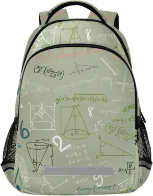 Acpiggto Backpack Daypack Shoulder Bag Green Math Formula Mathematical Education Doodle Rucksack Bookbag Laptop Compartment