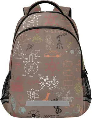 Acpiggto Backpack Daypack Shoulder Bag Vintage Pink Science Concept Chemical Biology Geography Space Rucksack Bookbag Laptop Compartment