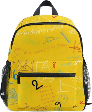 Acpiggto Backpack Small Daypack Shoulder Bag with Name Label Tag Yellow Math Mathematical Formula Education Number Rucksack Bookbag