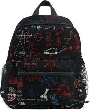 Acpiggto Small Backpack American Red Navy Science Formulas Blackboard Chalk Graphs Math Physics Daypack Shoulder Bag with Name Label Tag