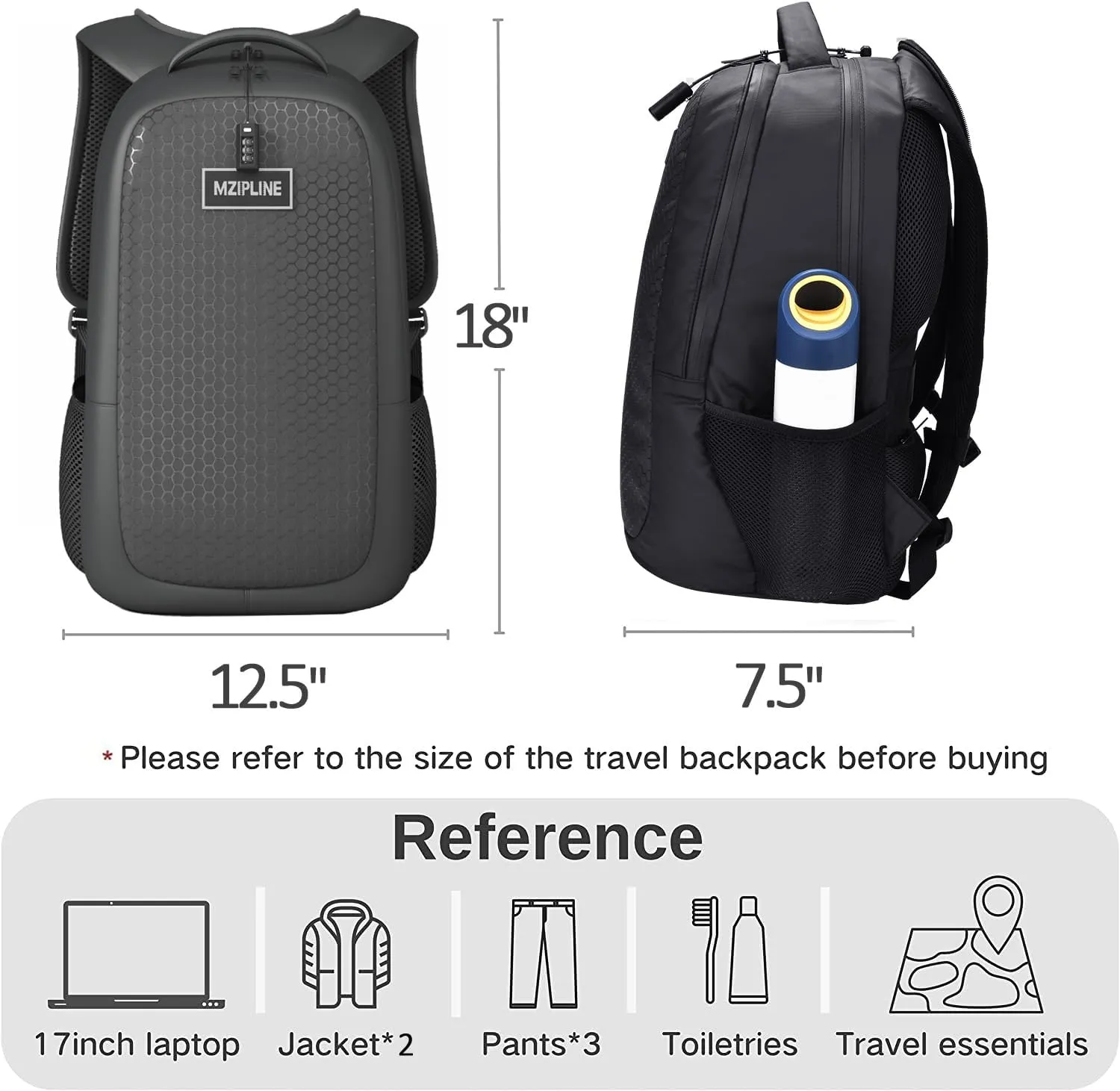 Activated Carbon Lined Backpack Bag With Comb Lock & Hoodie Water Resistant,Anti Theft Laptop Daypack Travel bags for Men & Women Travel