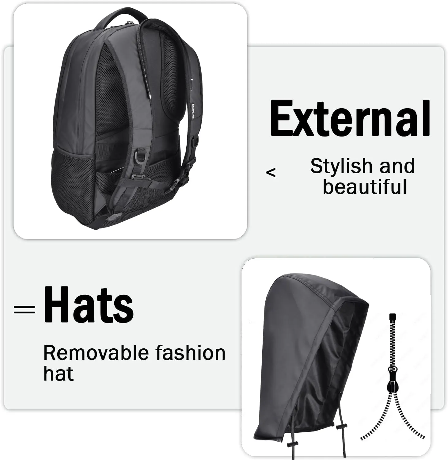 Activated Carbon Lined Backpack Bag With Comb Lock & Hoodie Water Resistant,Anti Theft Laptop Daypack Travel bags for Men & Women Travel
