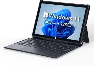 ADREAMER 10.1" Windows 11 Tablet 8GB RAM Quad-Core CPU Windows Tablet with Keyboard 5G WiFi FHD Display USB 3.0 Micro HDMI Dual Cameras.