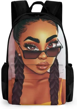 Adults Lightweight Abstract Fashion Black Woman Art African American Women Art Rucksacks Large Capacity Bookbag With Adjustable Shoulder Straps for Trekking Outdoors Bicycle