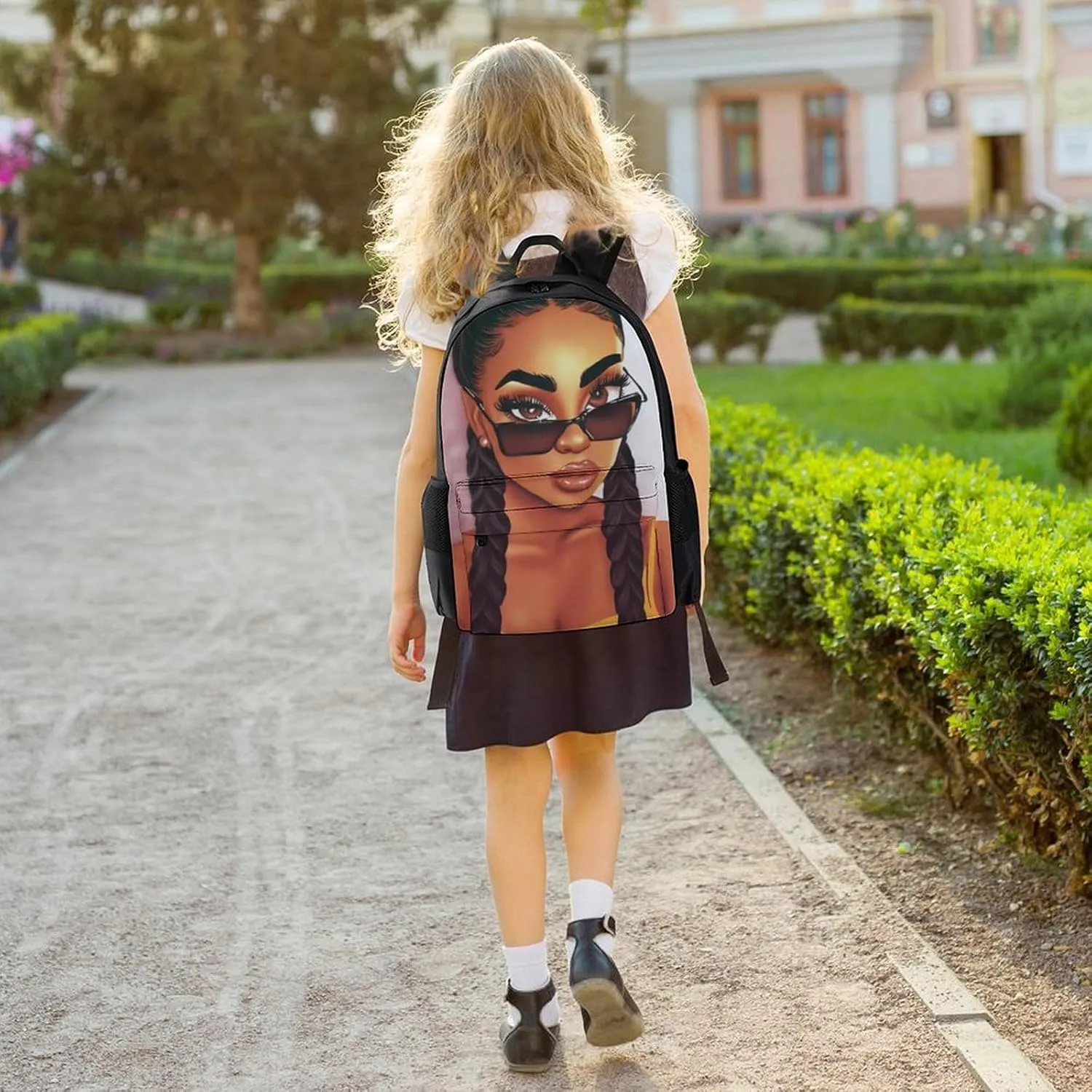 Adults Lightweight Abstract Fashion Black Woman Art African American Women Art Rucksacks Large Capacity Bookbag With Adjustable Shoulder Straps for Trekking Outdoors Bicycle
