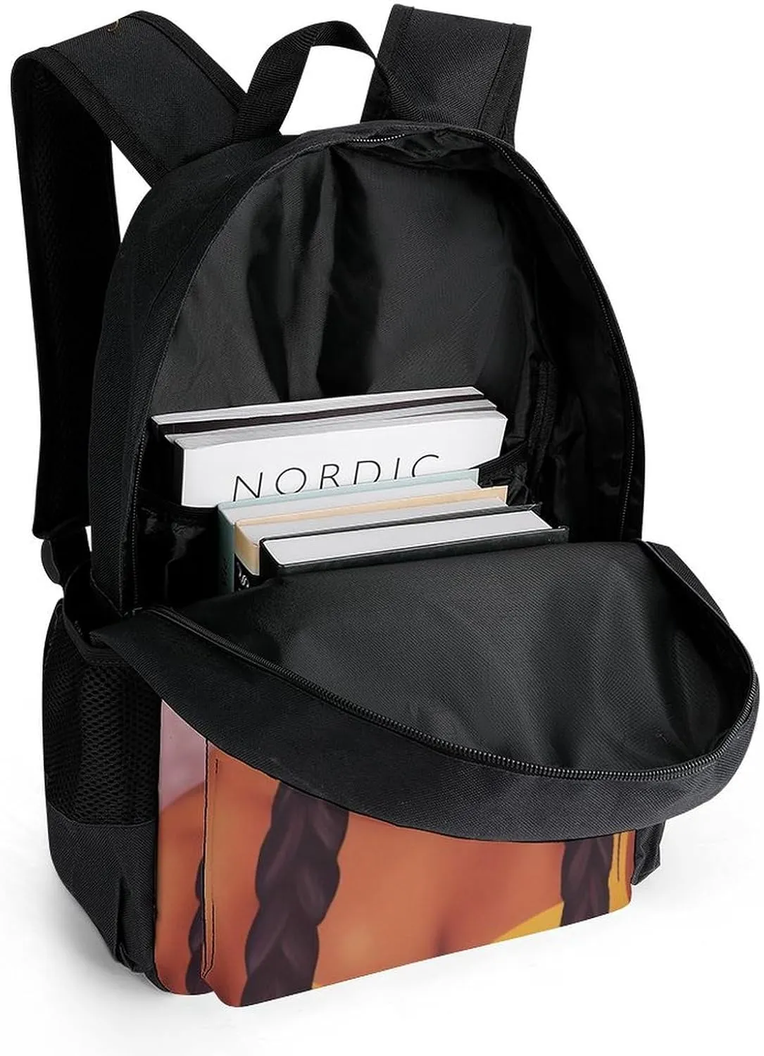 Adults Lightweight Abstract Fashion Black Woman Art African American Women Art Rucksacks Large Capacity Bookbag With Adjustable Shoulder Straps for Trekking Outdoors Bicycle
