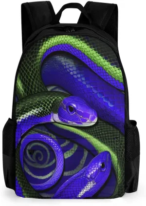 Adults Lightweight Blue Snake Art Rucksacks Large Capacity Bookbag With Adjustable Shoulder Straps for Trekking Outdoors Bicycle