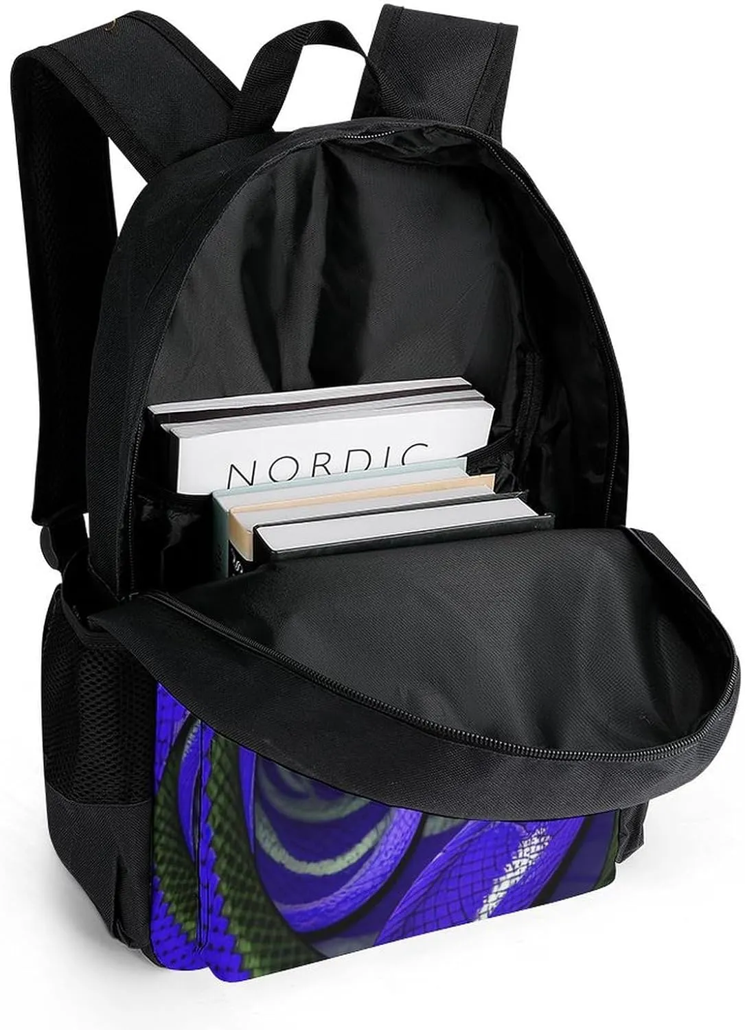 Adults Lightweight Blue Snake Art Rucksacks Large Capacity Bookbag With Adjustable Shoulder Straps for Trekking Outdoors Bicycle