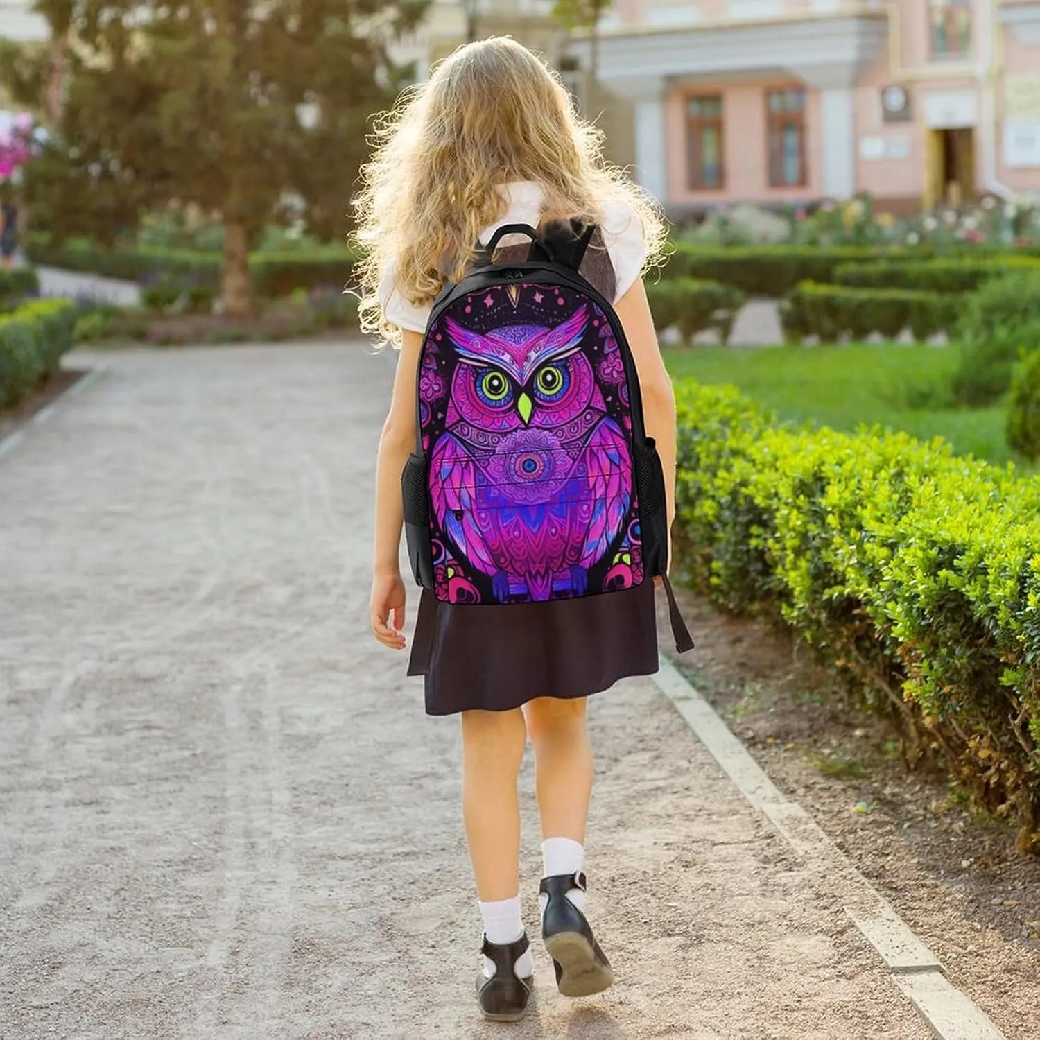 Adults Lightweight Cute Abstract Owl Psychedelic Art Rucksacks Large Capacity Bookbag With Adjustable Shoulder Straps for Trekking Outdoors Bicycle