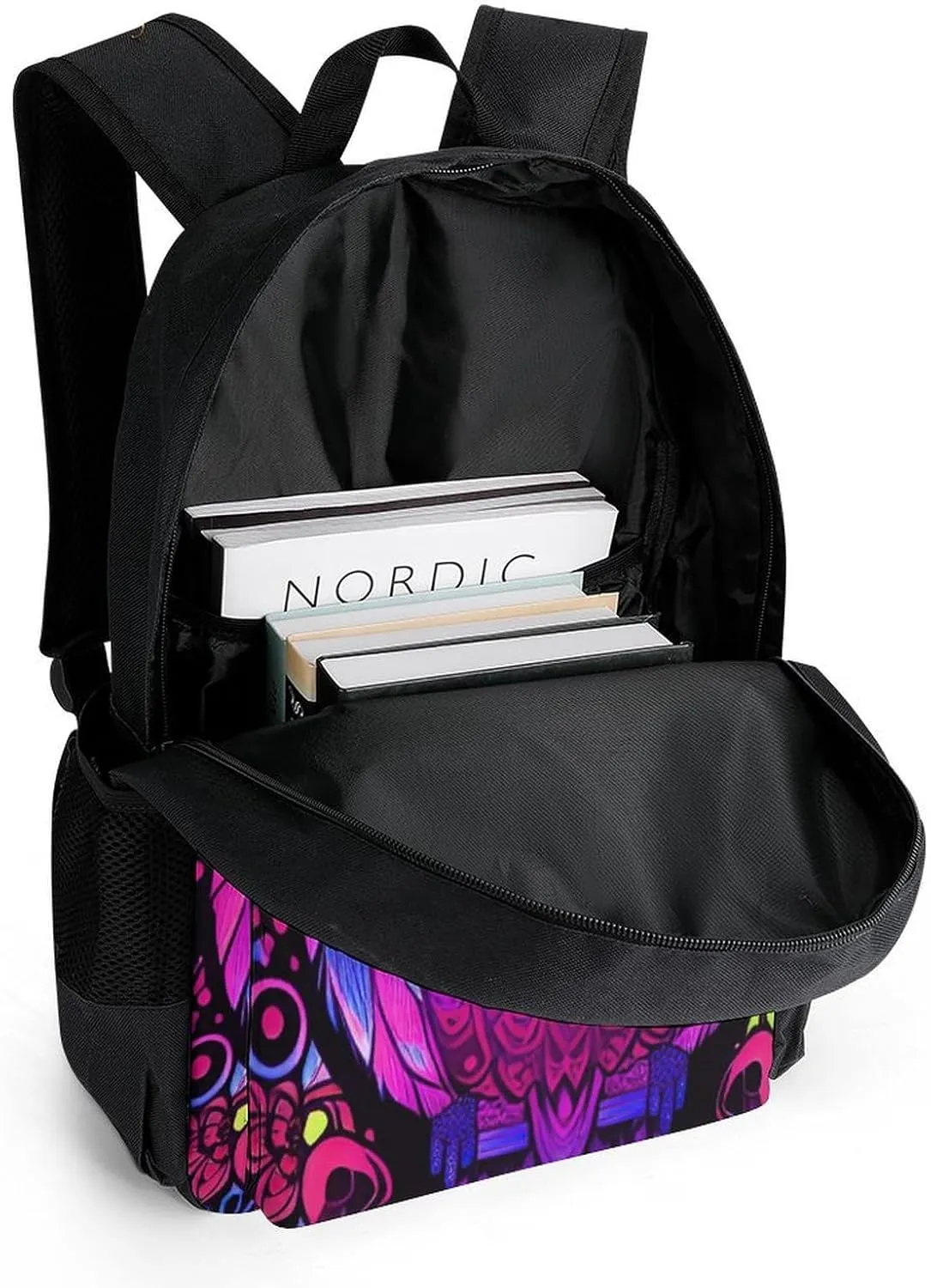 Adults Lightweight Cute Abstract Owl Psychedelic Art Rucksacks Large Capacity Bookbag With Adjustable Shoulder Straps for Trekking Outdoors Bicycle