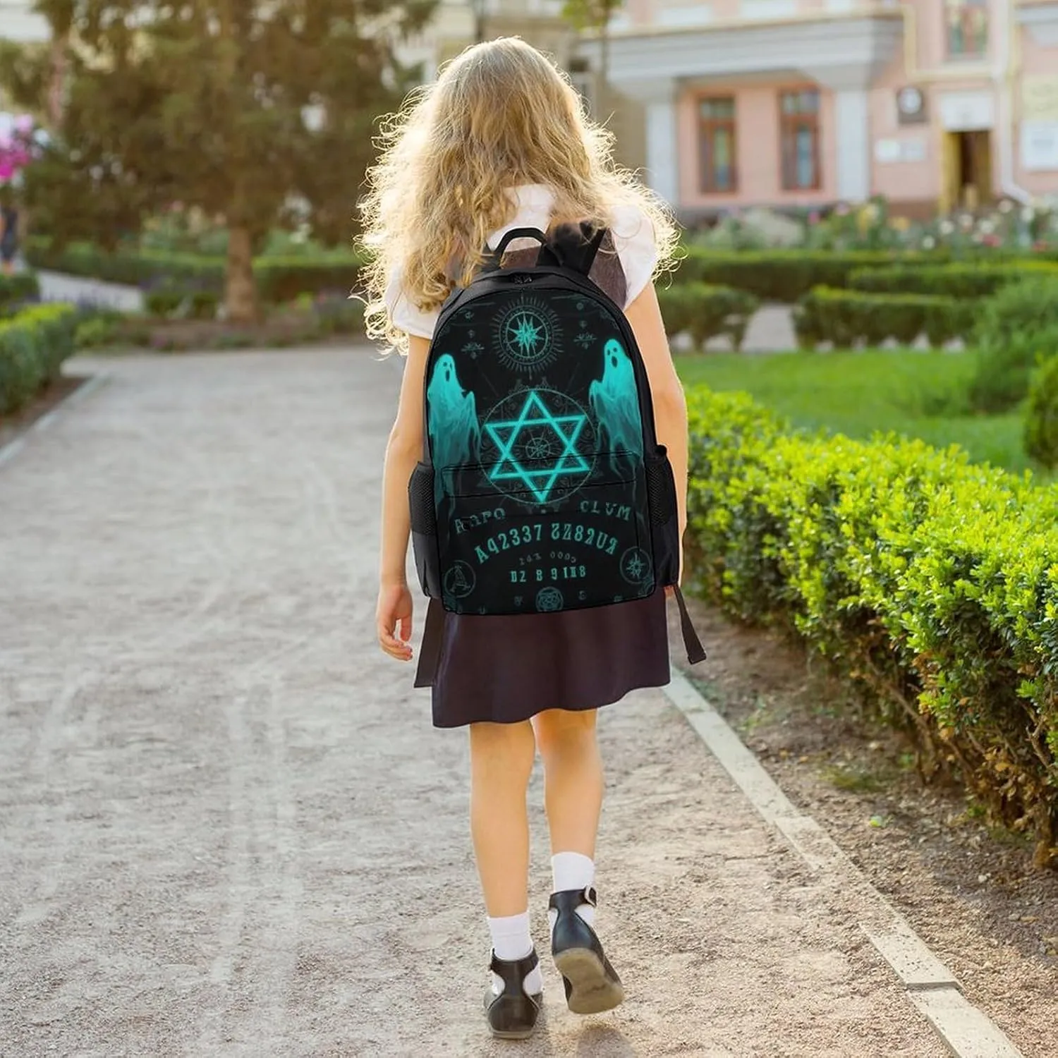 Adults Lightweight Ghost Witchcraft Magic Spirit Board Star Art Rucksacks Large Capacity Bookbag With Adjustable Shoulder Straps for Trekking Outdoors Bicycle