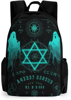 Adults Lightweight Ghost Witchcraft Magic Spirit Board Star Art Rucksacks Large Capacity Bookbag With Adjustable Shoulder Straps for Trekking Outdoors Bicycle