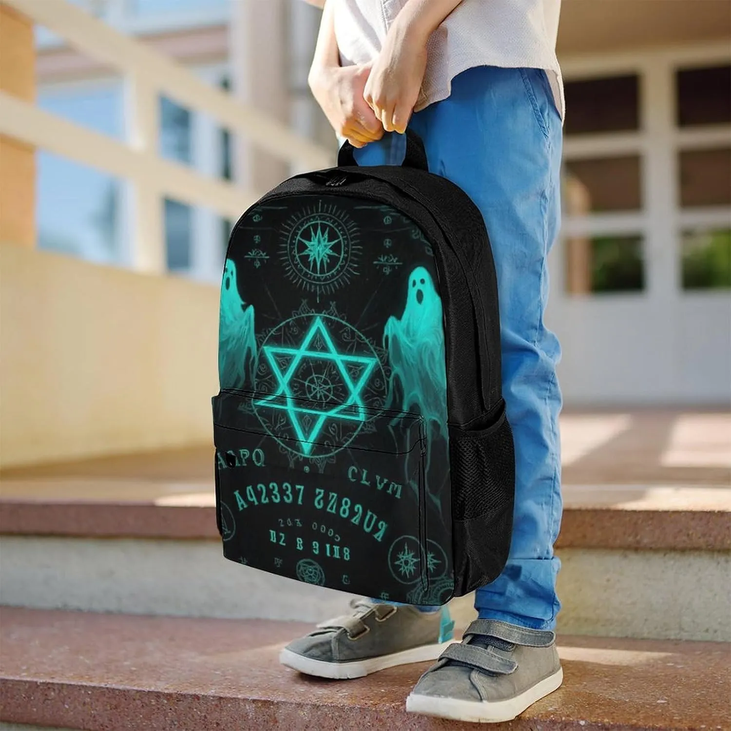 Adults Lightweight Ghost Witchcraft Magic Spirit Board Star Art Rucksacks Large Capacity Bookbag With Adjustable Shoulder Straps for Trekking Outdoors Bicycle