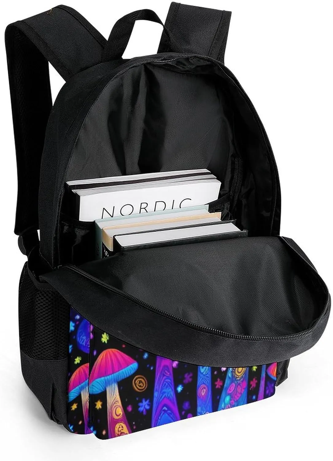 Adults Lightweight Psychedelic Mushroom Art Rucksacks Large Capacity Bookbag With Adjustable Shoulder Straps for Trekking Outdoors Bicycle