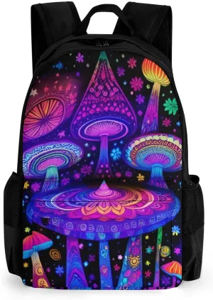 Adults Lightweight Psychedelic Mushroom Art Rucksacks Large Capacity Bookbag With Adjustable Shoulder Straps for Trekking Outdoors Bicycle
