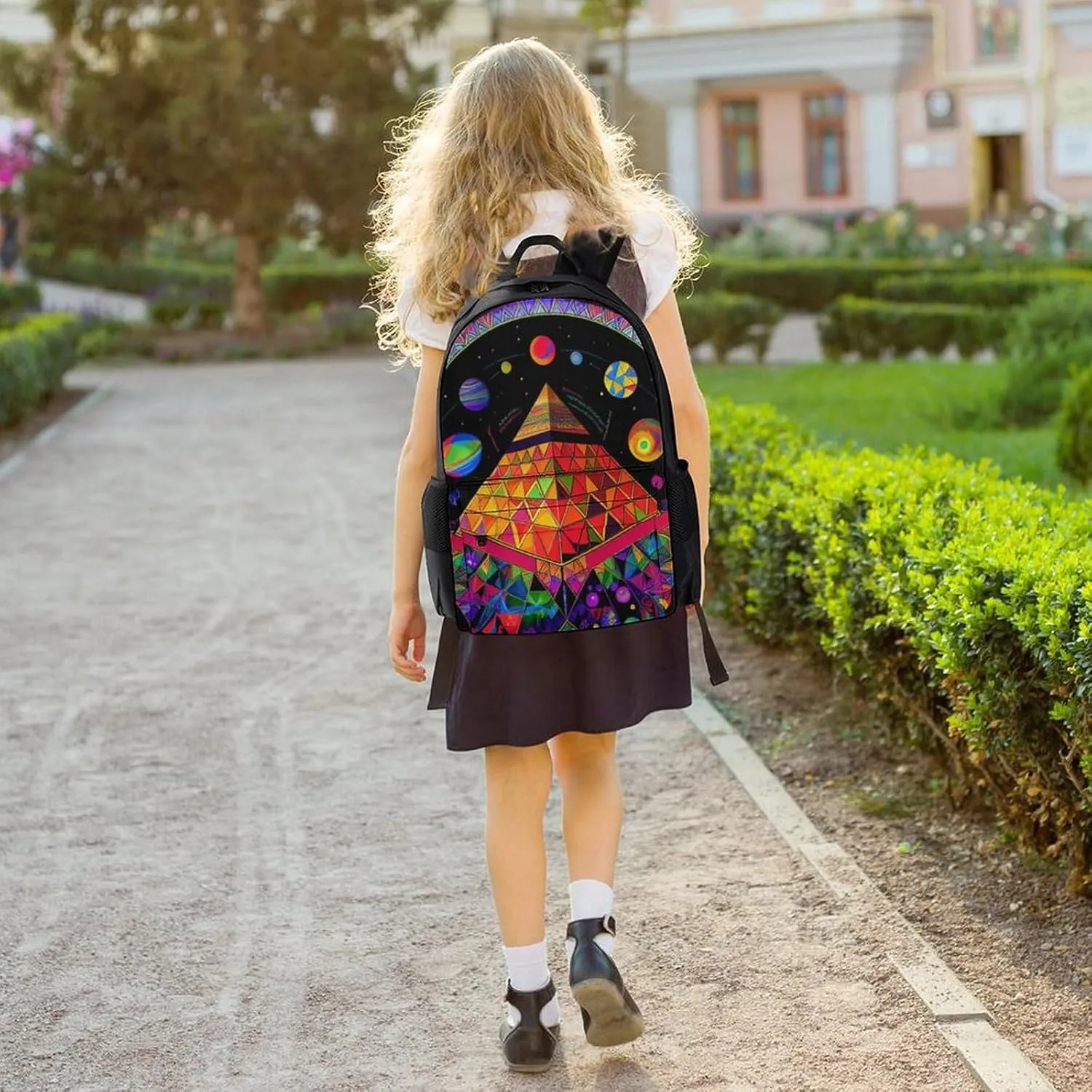 Adults Lightweight Psychedelic Pyramid Mushroom Planet Art Shoulder Book Bags Big Capacity Shoulder Bag With Adjustable Shoulder Straps for Trekking Work Walking Cycling