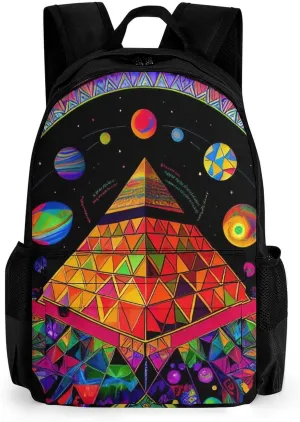 Adults Lightweight Psychedelic Pyramid Mushroom Planet Art Shoulder Book Bags Big Capacity Shoulder Bag With Adjustable Shoulder Straps for Trekking Work Walking Cycling