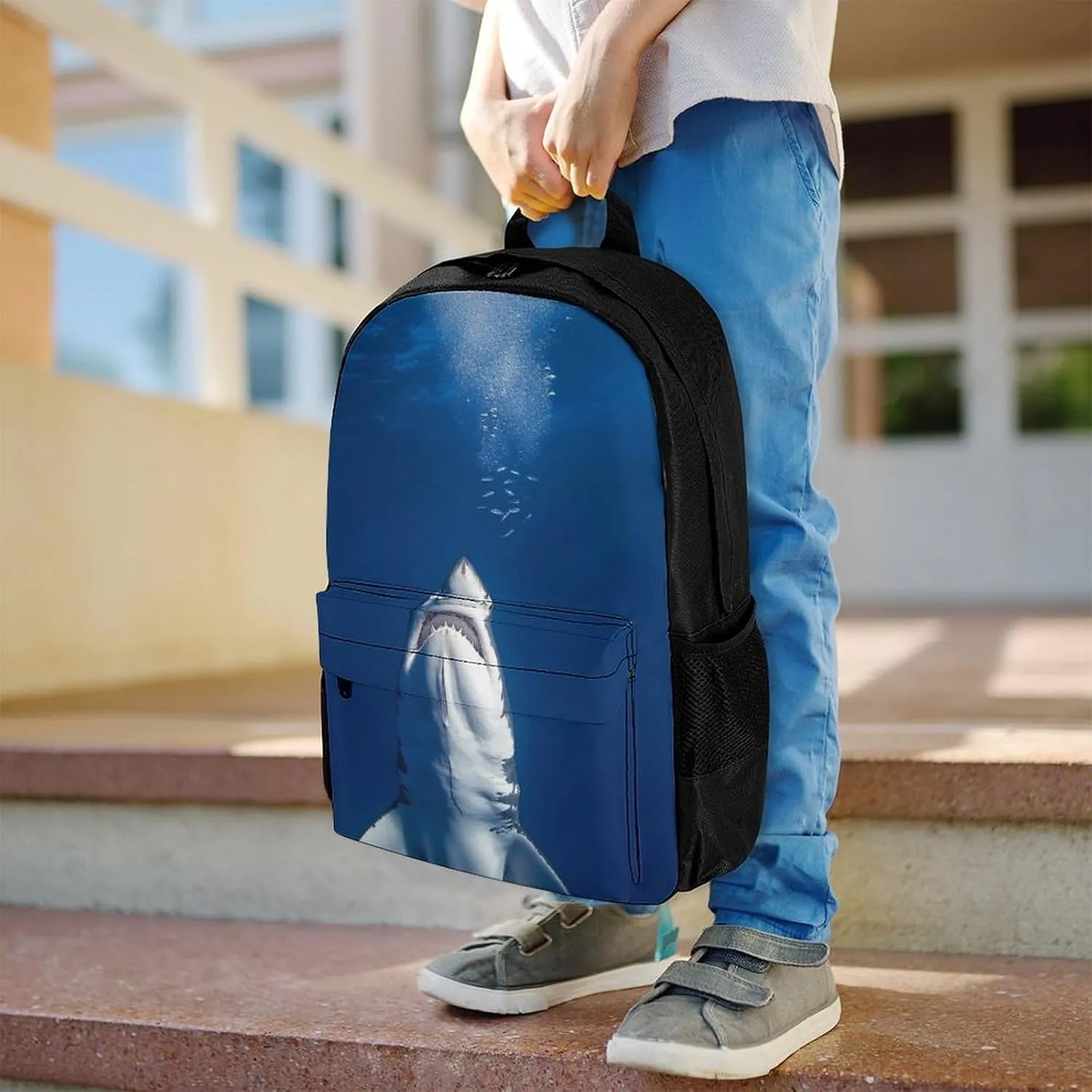 Adults Lightweight Shark Standing Rucksacks Large Capacity Bookbag With Adjustable Shoulder Straps for Trekking Outdoors Bicycle