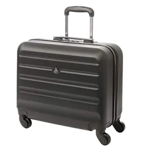 Aerolite Hard Shell Rolling Padded Laptop Case Bag on 4 Wheels - Fits up to 15.6", Overnight Trolley Business Hand Cabin Luggage Case Black