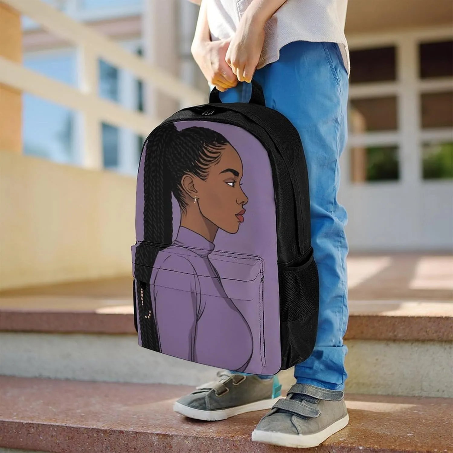 African American Black Woman Woman Painting Rucksacks Lightweight Multipurpose Anti-Theft Shoulder Bag Big Capacity Traveling & Camping Backpack With Side Pockets