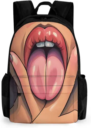 African American Black Women Woman Lip Art Rucksacks Lightweight Multipurpose Anti-Theft Shoulder Bag Big Capacity Traveling & Camping Backpack With Side Pockets