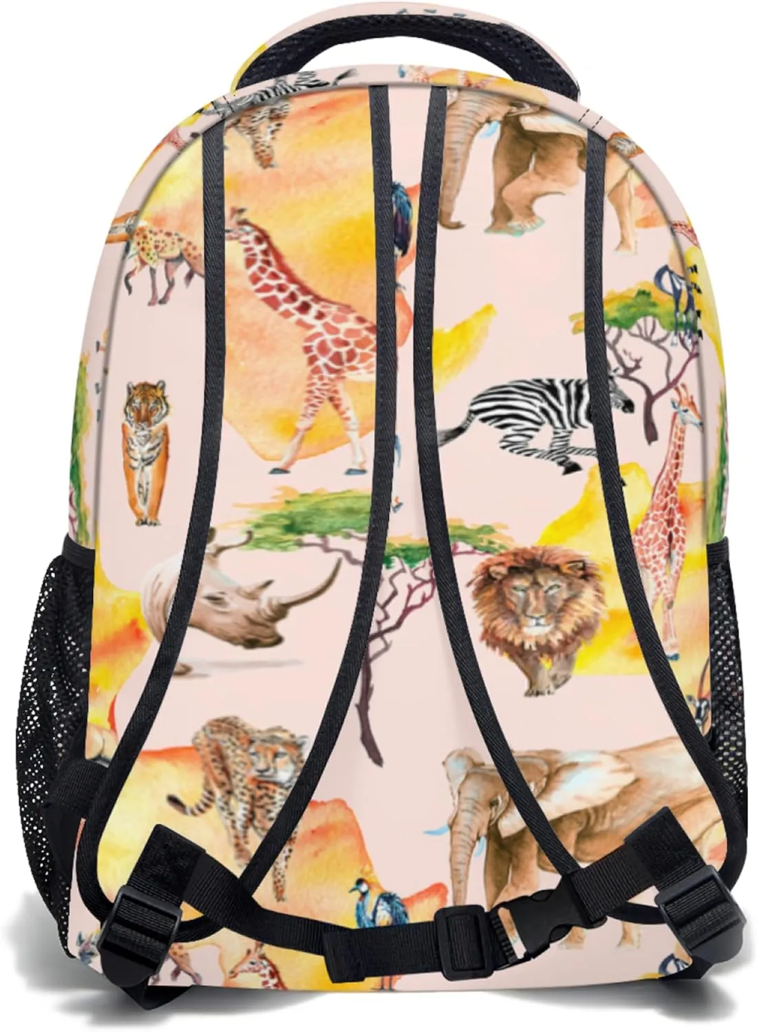 African Wildlife Ergonomics Backpack with Chest Strap Waterproof Animal Travel Bags Casual Daypacks 17 Inch