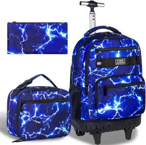 AGSDON Rolling Backpack for Boys, Men Roller Wheels Bookbag, Laptop Lightning Wheeled School Bag with Wheels for Teens