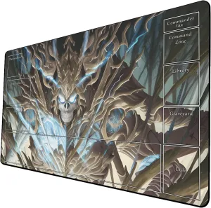 AI Painting TCG Playmat - MTG Trading Card Game Mat with Zone Layout, 24x14 Inches Premium MTG Play Mat - The Perfect Companion for Intense Card Battles - Fantasy Dark Skull Black Lotus 509A005