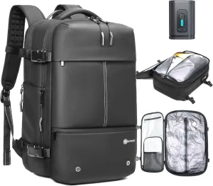 Airback Laptop Travel Backpack Expandable With Vacuum Compression And Pump, Personal Item Carry On Bag with Anti Theft Lock, Water Resistant, Flight Approved 17 Inch Laptop, Men Women, Vacpack