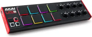 AKAI Professional LPD8 - USB MIDI Controller with 8 Responsive RGB MPC Drum Pads for Mac and PC, 8 Assignable Knobs and Music Production Software