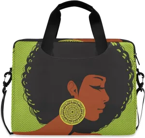 ALAZA African American Woman Afro Laptop Case Bag Sleeve Portable Crossbody Messenger Briefcase w/Strap Handle, 13 14 15.6 inch
