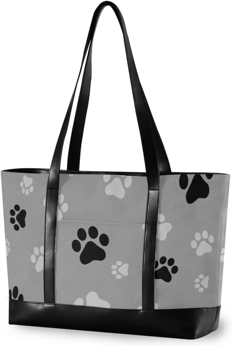 ALAZA Black and Gray Dog Paw Prints Women Laptop Tote Bag for Woman 15.6 inch Laptop Organizer Bag Teacher Work Purse