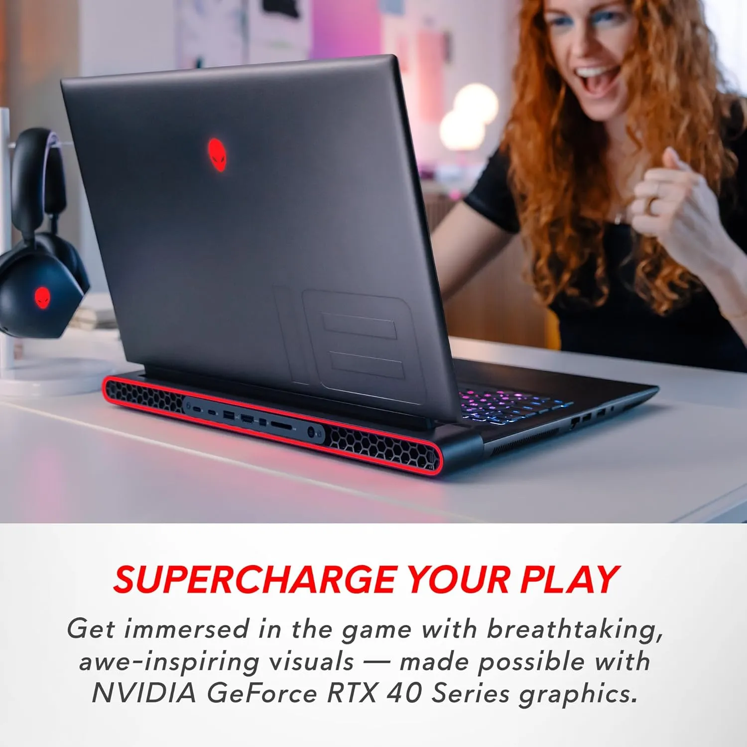 Alienware m18 AMD Gaming Laptop - 18-inch FHD  (1920 x 1200) 480Hz 3ms Display, AMD Ryzen 9-7845HX, 32GB DDR5 RAM, 1TB SSD, NVIDIA GeForce RTX 4080 GDDR6, 1-Year Premium Support - Dark Metallic Moon
