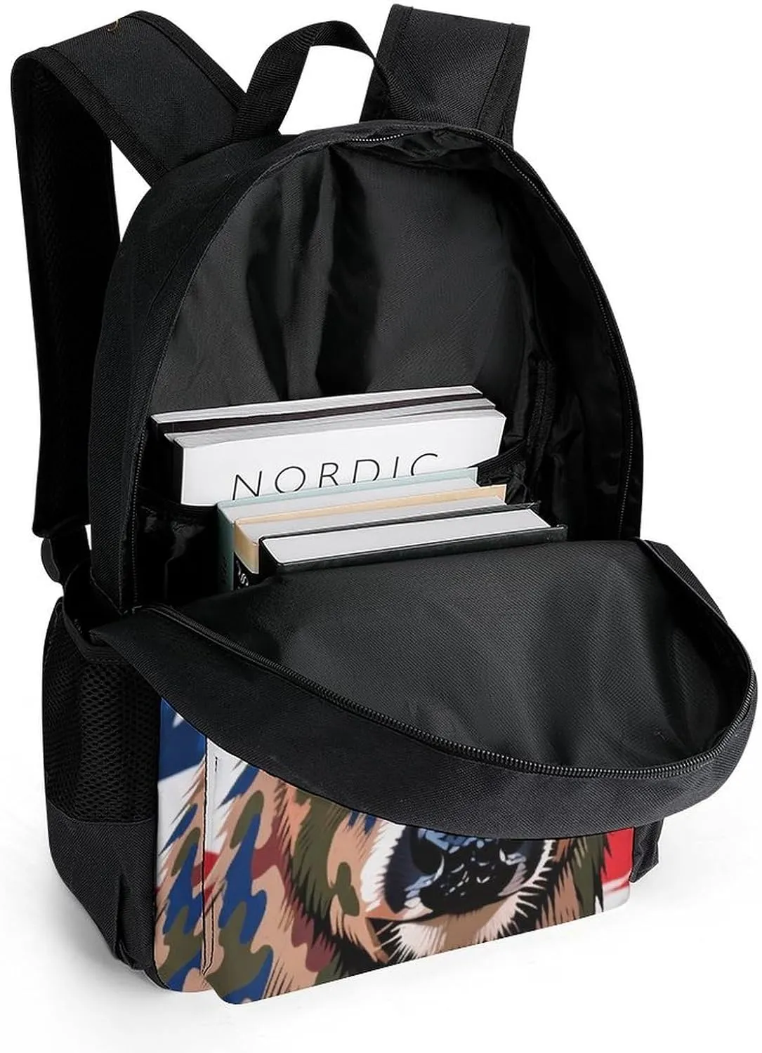 American Flag Camo Deer Camouflage Art Rucksacks Lightweight Multipurpose Anti-Theft Shoulder Bag Big Capacity Traveling & Camping Backpack With Side Pockets