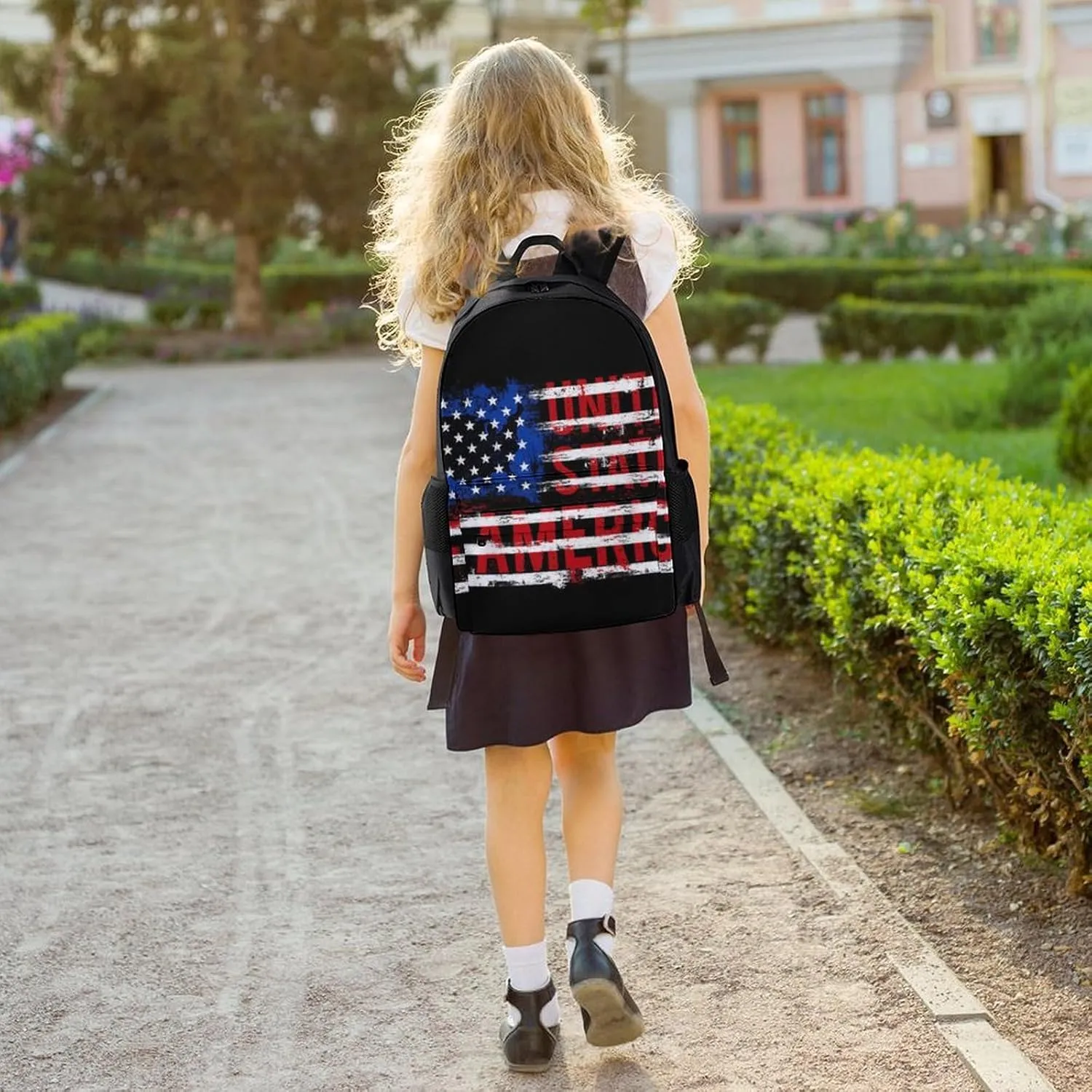 American Flag Daypack Lightweight Multipurpose Anti-Theft Shoulder Bag Large Capacity Laptop Book Bag Rucksack With Adjustable Shoulder Straps