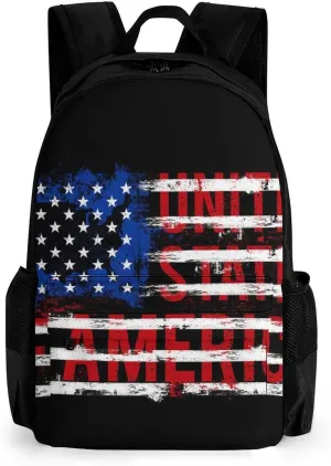 American Flag Daypack Lightweight Multipurpose Anti-Theft Shoulder Bag Large Capacity Laptop Book Bag Rucksack With Adjustable Shoulder Straps