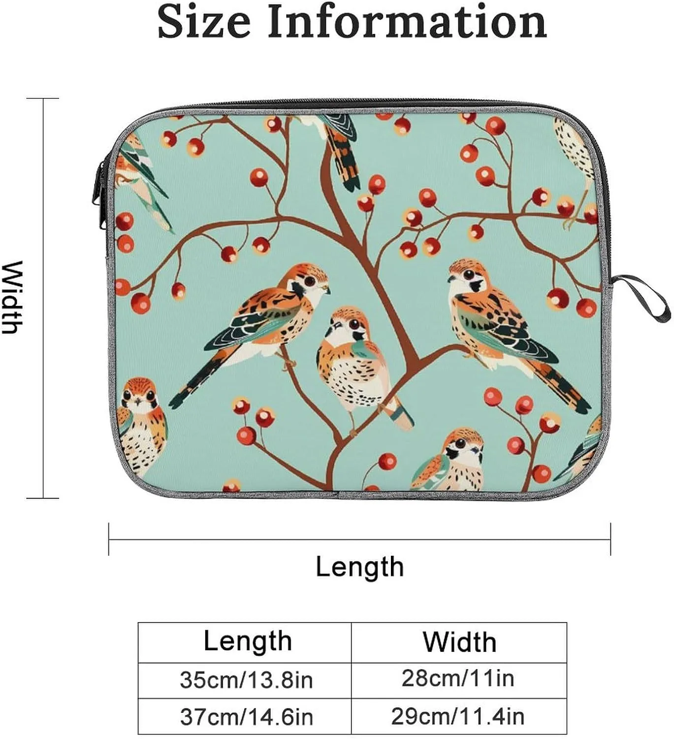 American Kestrel Pattern Laptop Sleeve Case Protective Notebook Carrying Bag Travel Briefcase 13inch