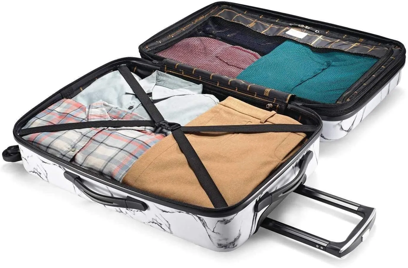 American Tourister Moonlight Hardside Expandable Luggage with Spinner Wheels, Marble, Carry-On 21-Inch