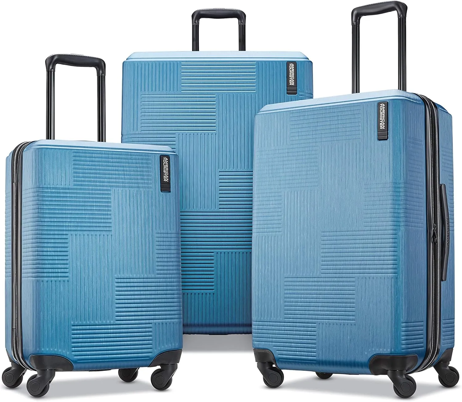 American Tourister Stratum XLT Expandable Hardside Luggage with Spinner Wheels, Blue Spruce, 3-Piece Set (20/24/28)