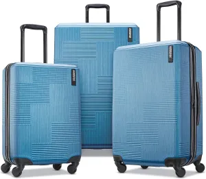 American Tourister Stratum XLT Expandable Hardside Luggage with Spinner Wheels, Blue Spruce, 3-Piece Set (20/24/28)
