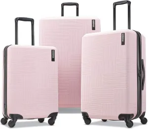 American Tourister Stratum XLT Expandable Hardside Luggage with Spinner Wheels, Pink Blush, 3-Piece Set (20/24/28)