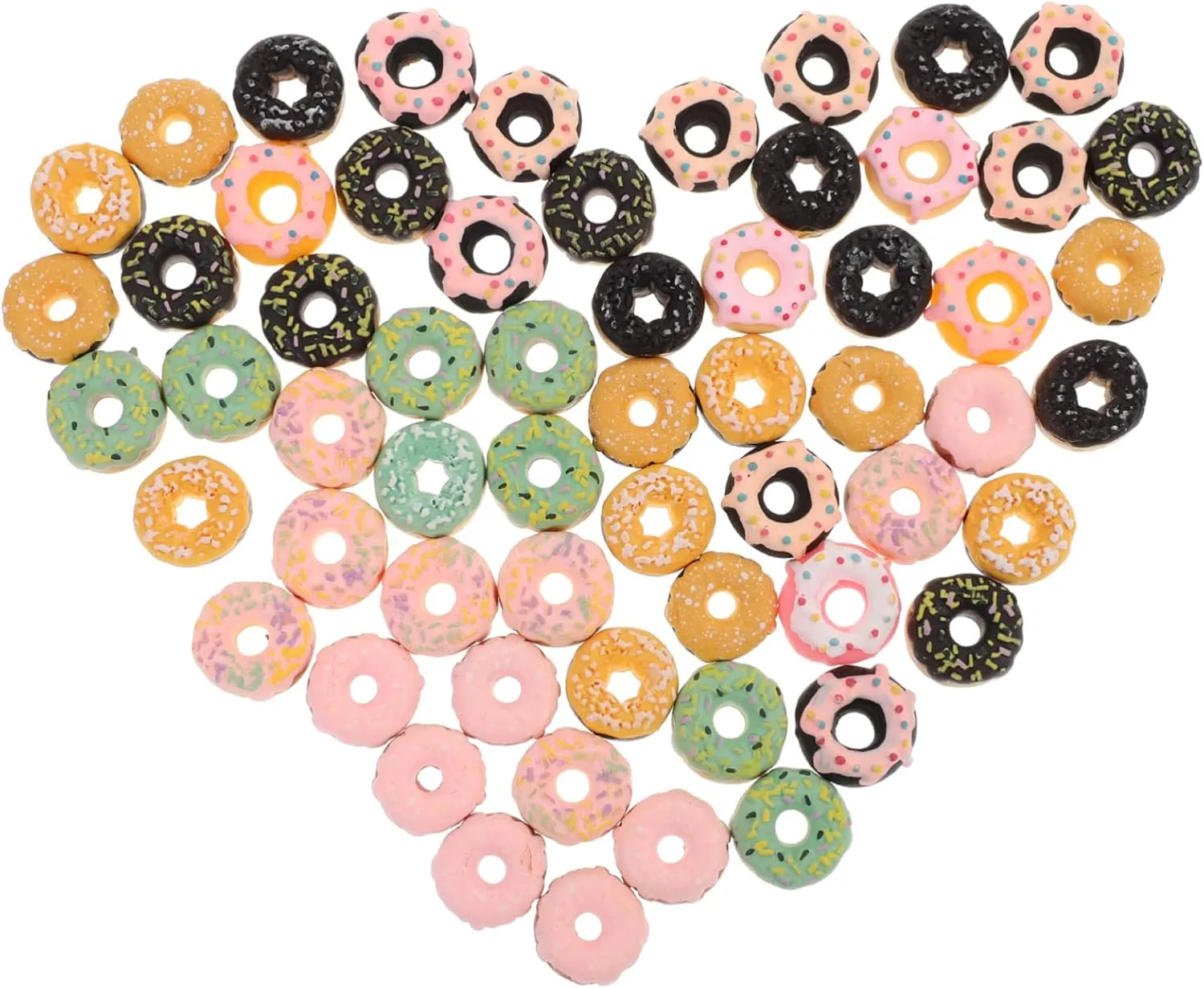Angoily 60pcs Mixed Style Flat Back Donut Charms for DIY Crafting Cute Miniature Decorations for Handmade Phone Cases Dollhouses and Creative Projects